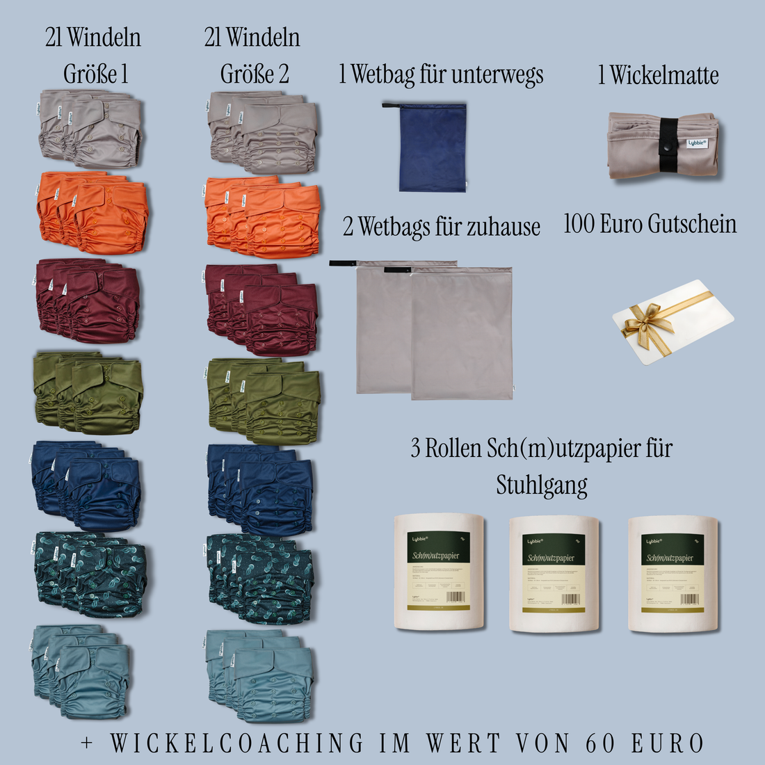 Gesamte Wickelzeit - Bold Basics (42 Windeln)