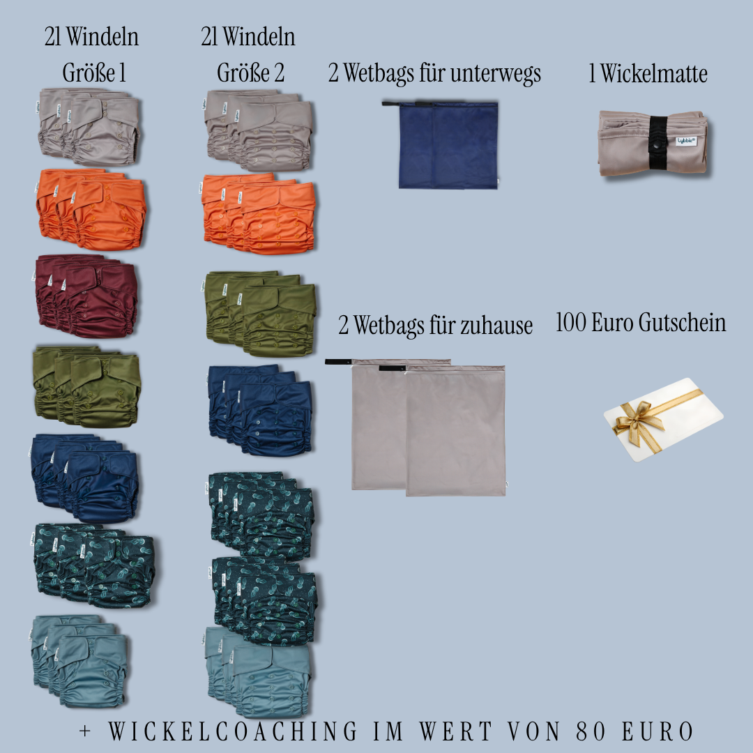 Gesamte Wickelzeit - Bold Basics (42 Windeln)
