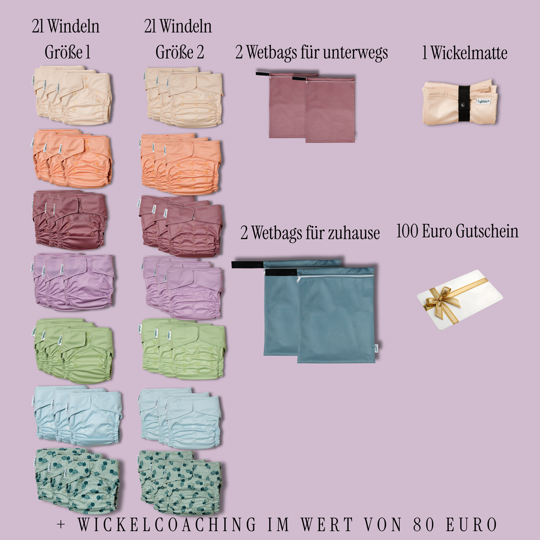 Gesamte Wickelzeit - Candy Colors (42 Windeln)